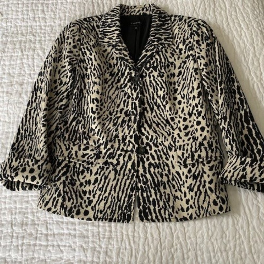 Talbot's Black & Beige Animal Print Jacket Size 10